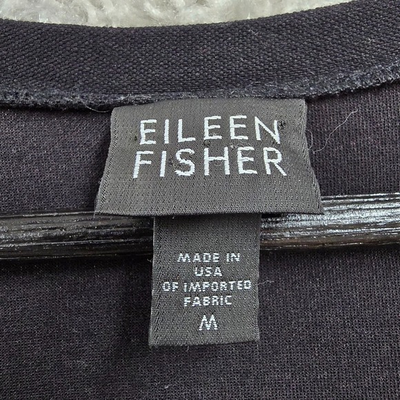 Eileen Fisher Tunic Womens Medium Black Button Front‎ Long Sleeve Minimalist Top - Picture 5 of 13